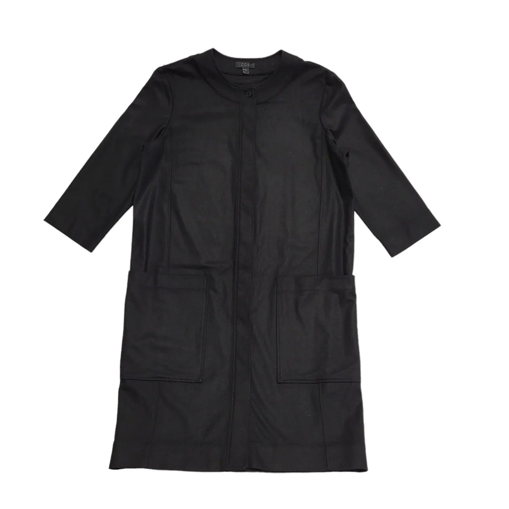Cos Dress Black Knee Length Button Up 3/4 Length Sleeve Womens UK 10 BB34