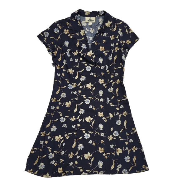 Colorado Vintage 80's Blue Floral Short A-Line Short Sleeve Dress Womens UK 12