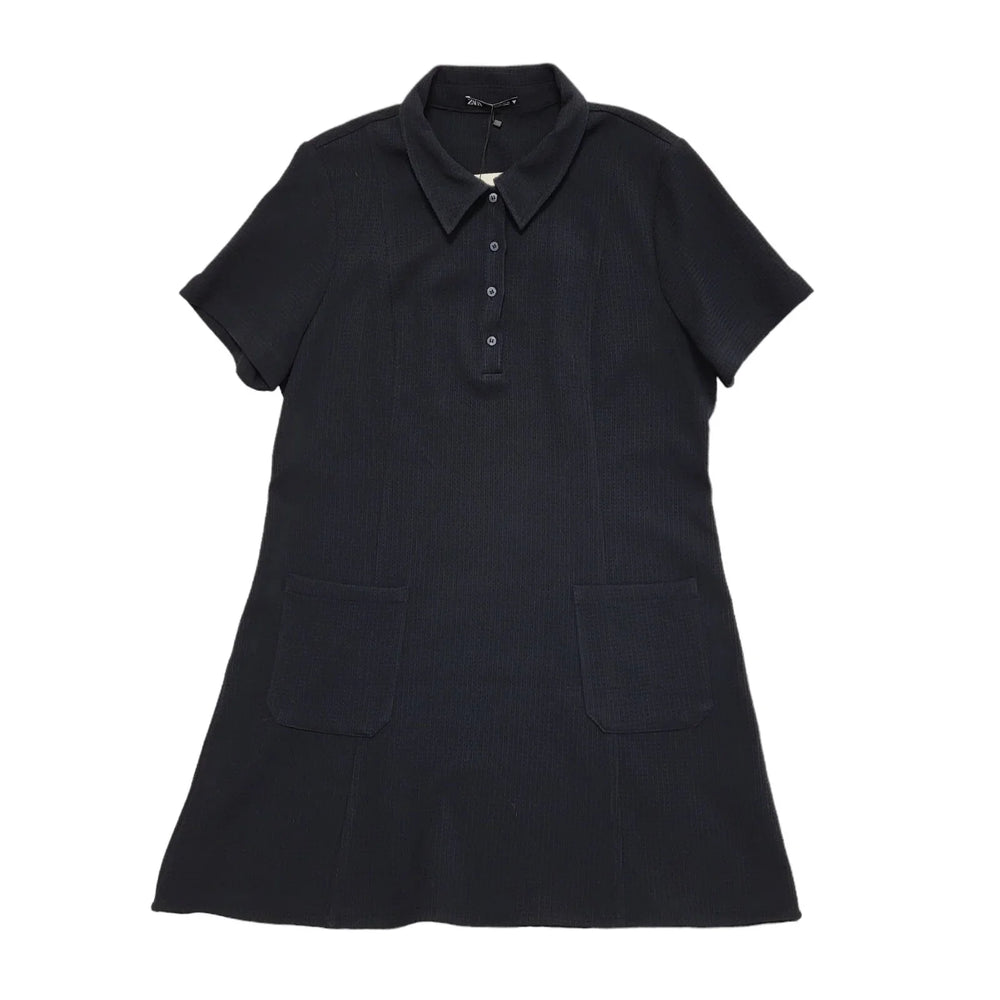 Zara Black Short Sleeve Collared Dress Uk Women's Size 2XL Bnwt CC151