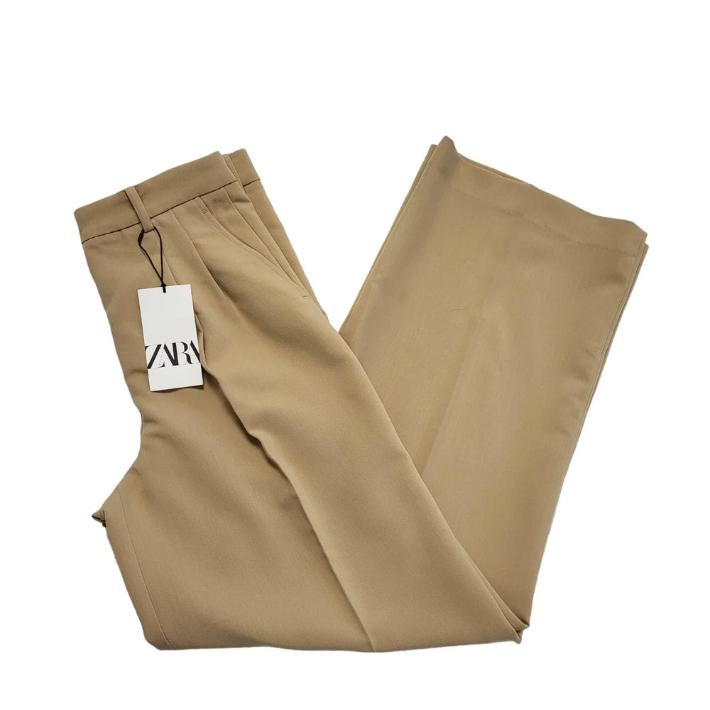 Zara Beige Wide Leg Trousers BNWT Womens M W30 L32 DD482