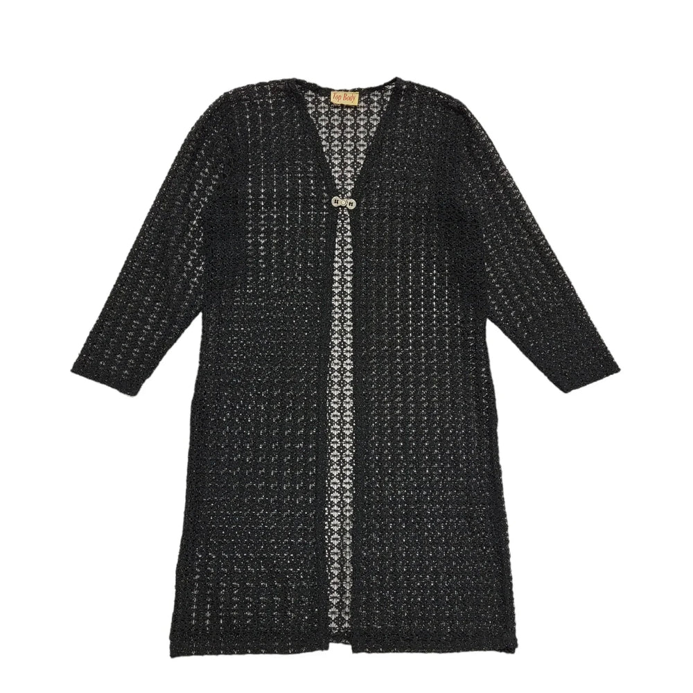 Top Body Vintage 80's Black Clasp Front Long Sleeve Cardigan Womens M/L