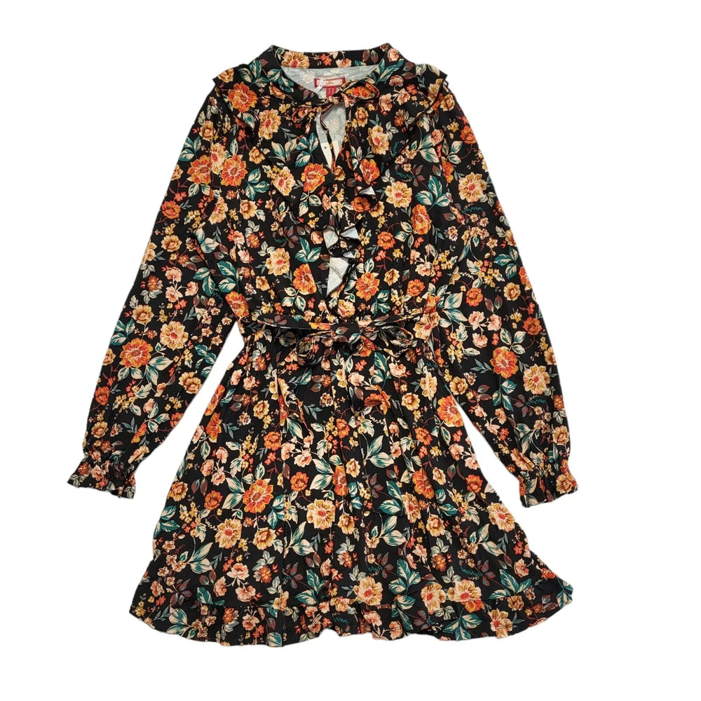 Joe Browns Black Pink Floral Long Sleeve Fit & Flare Dress Women's Size 14 DD865