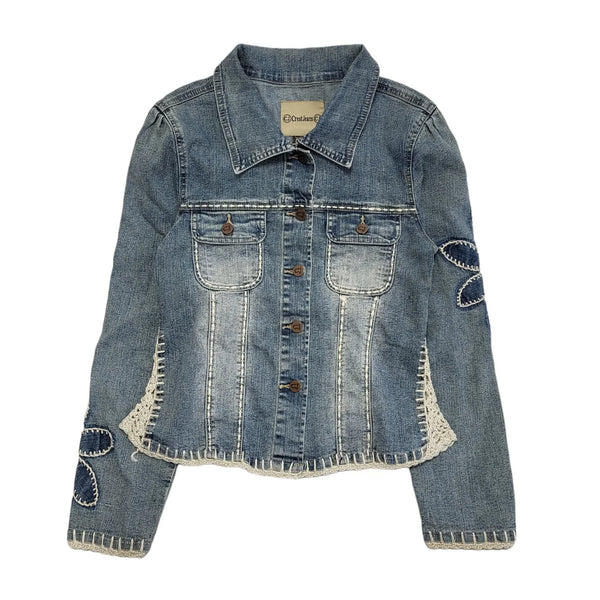 Crest Jeans Dark Blue 90s Vintage Button Denim Jacket Uk Women's Size M
