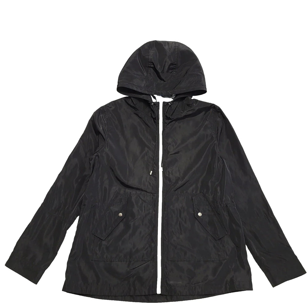 London Rag Black Zipped Hooded Windbreaker Jacket UK Women's Size 12 L628