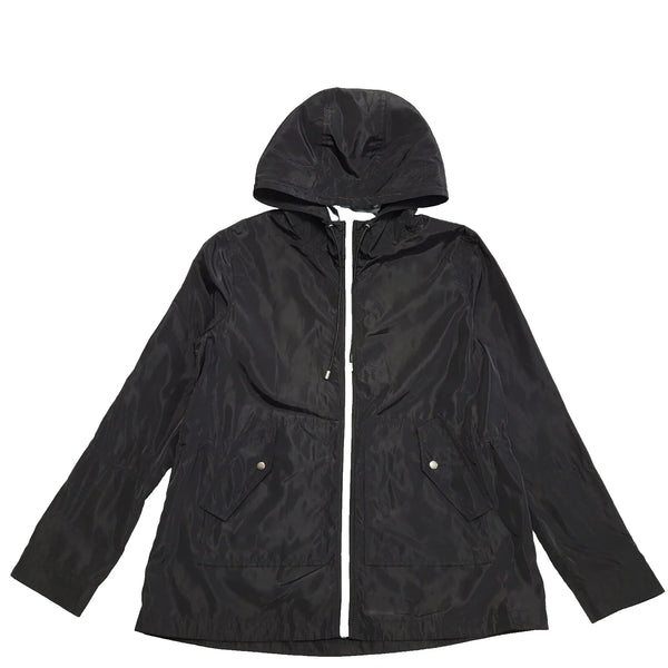 London Rag Black Zipped Hooded Windbreaker Jacket UK Women's Size 12 L628