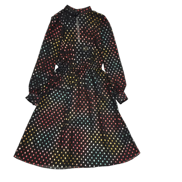 Phase Eight Black Long Sleeve Shimmer Spot Dress Women's UK 10 Bnwt CC611