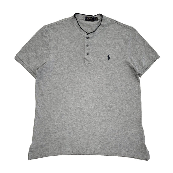 Polo Ralph Lauren Grey Short Sleeve Polo Collarless Shirt Uk Men's Large L630