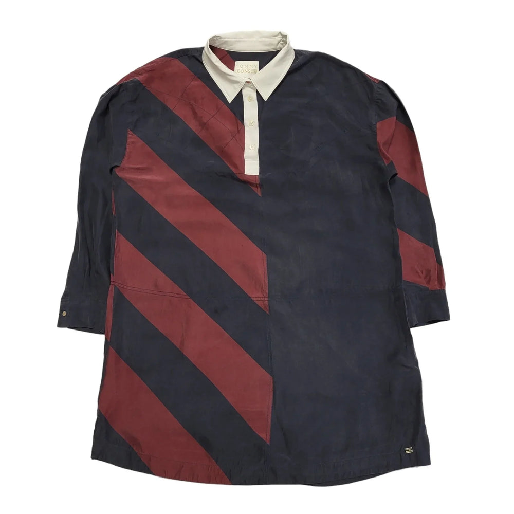 Tommy Icons Red Blue Long Sleeve Shirt Dress Uk Women's Size 8 CC142