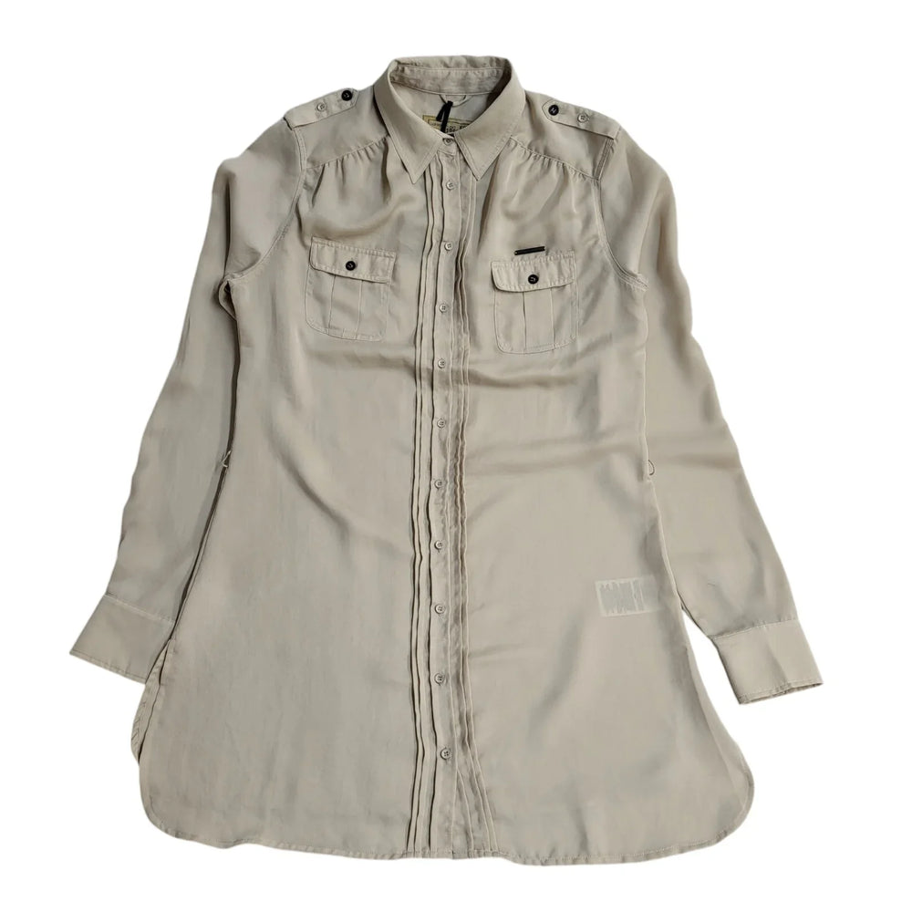 Guess Beige Annette Long Sleeve Shirt 90's BNWT Women's UK Size S