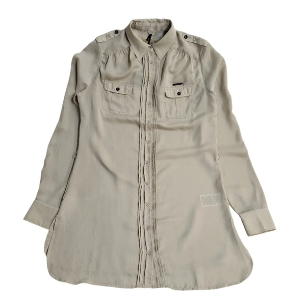 Guess Beige Annette Long Sleeve Shirt 90's BNWT Women's UK Size S