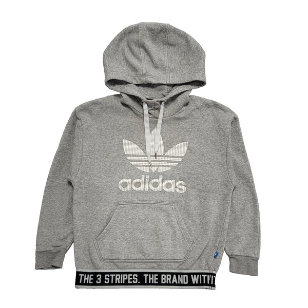 Adidas Grey Drawstring Pullover Sweatshirt Hoodie Uk Women's Size 8 L432