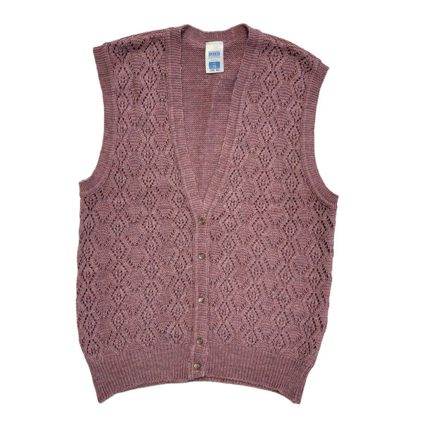 BHS Pink 80s Vintage Sleeveless Button Cardigan Uk Women's Size 16