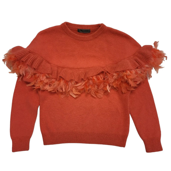 140 Avenue Pink Round Neck Feather Long Sleeve Jumper Womens UK 12 CC751