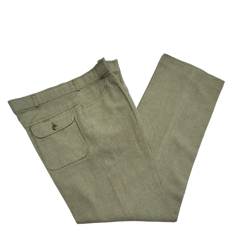 Vintage 80s Green Straight Leg Formal Trousers Uk Men's L W34 L30
