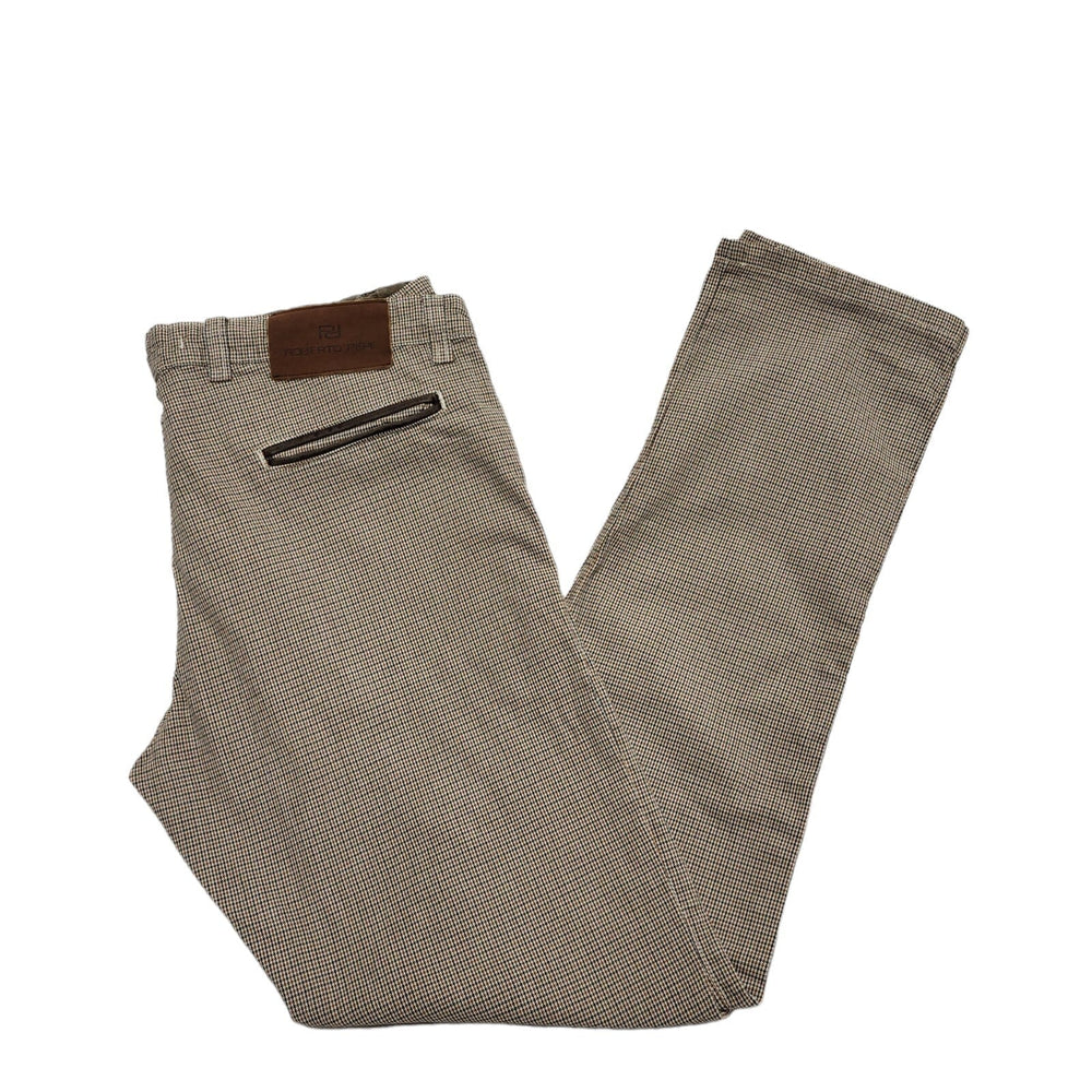 Roberto Pepe Brown Check Zipper Fly Dress Trousers Uk Men's L W35 L33 K590