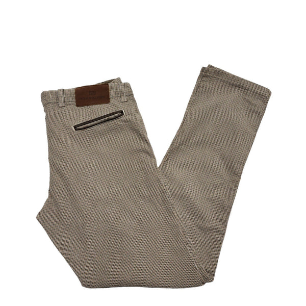 Roberto Pepe Brown Check Zipper Fly Dress Trousers Uk Men's L W35 L33 K590