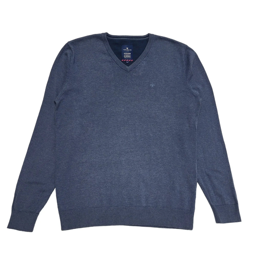 Tom Tailor Blue Long Sleeve V-Neck Jumper Uk Men's Size Large DD405