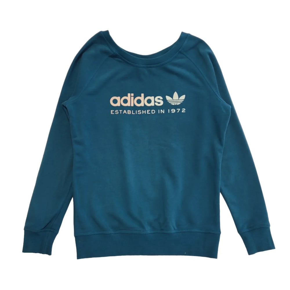 Adidas Blue Crew Neck Long Sleeve Sports Sweatshirt Womens UK 16 CC859