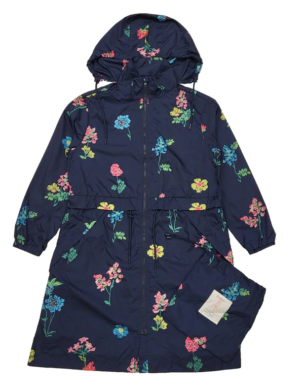 Cath Kidson Navy Blue Floral Hooded Coat UK Women's Size XS L551