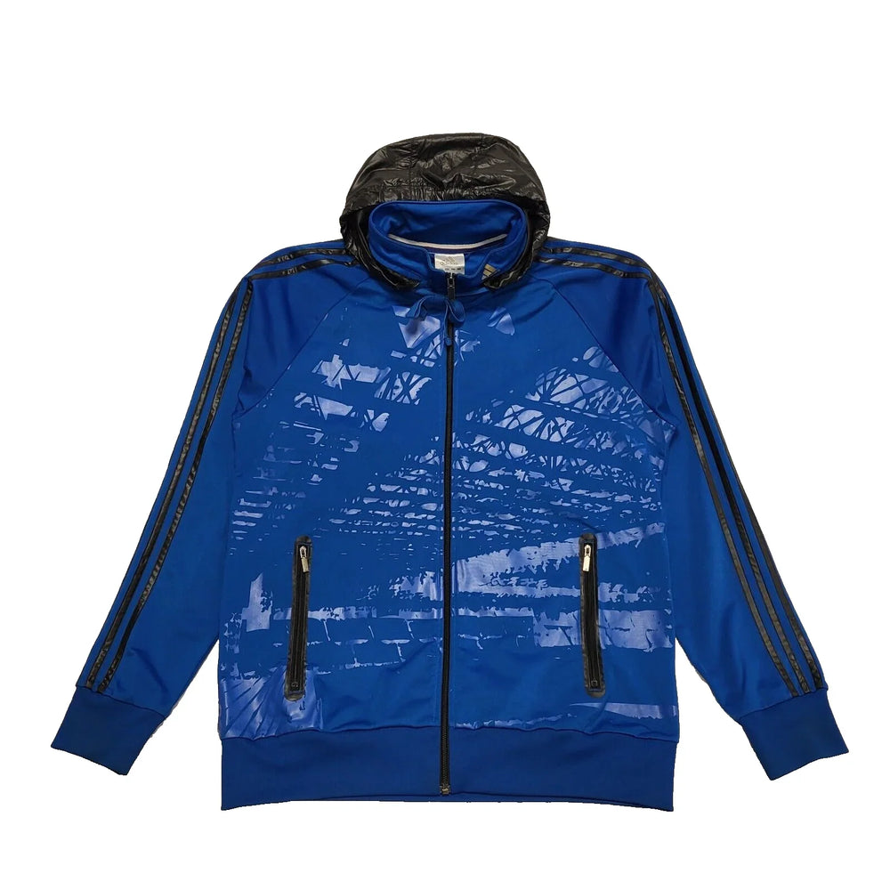 Adidas Blue Hooded Sports Tracksuit Top UK Men's Size L K774