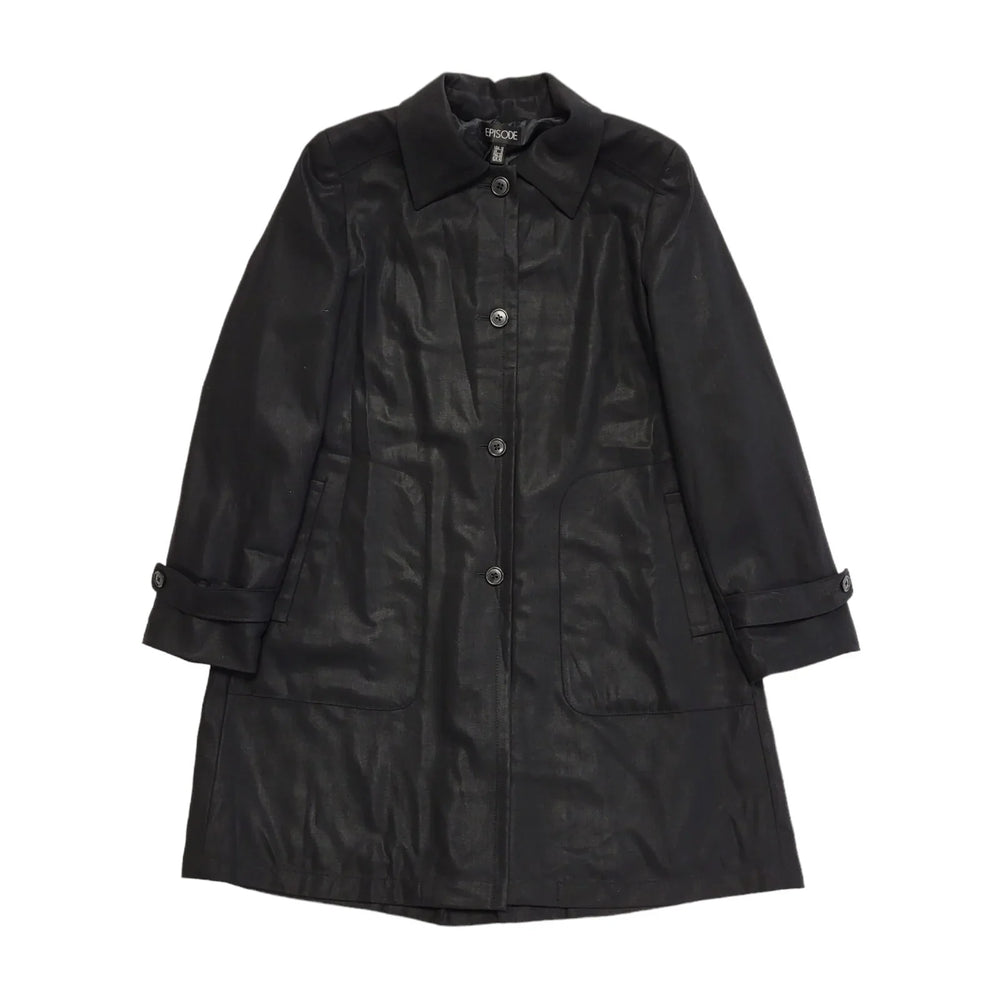 Episode Black Button Overcoat Uk Women's Size 10 CC698