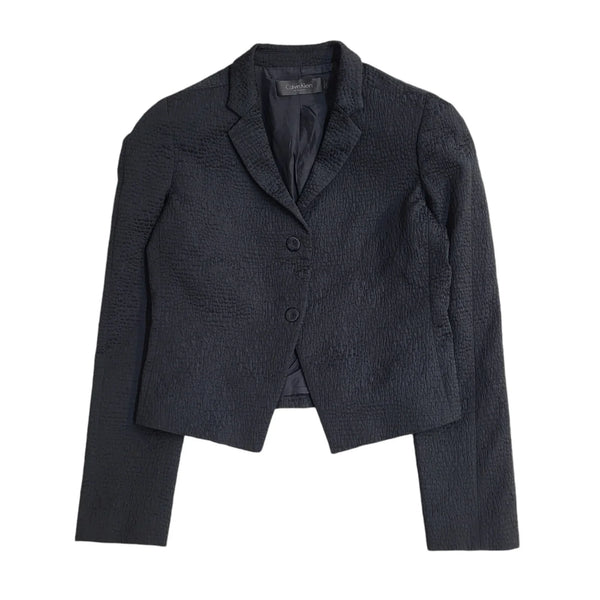 Calvin Klein Black Button Blazer Jacket Uk Women's Size Small EE879