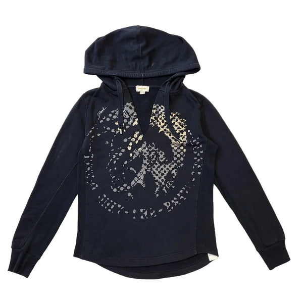 Diesel Y2K Black V-Neck Hoodie Women's Size XLarge