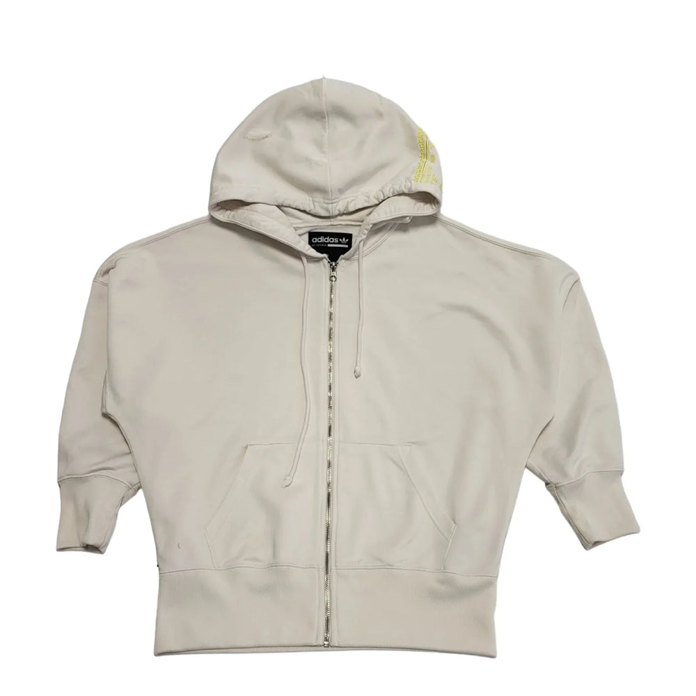 Adidas Cream Drawstring Zipped Sweatshirt Hoodie Women's Uk 8 BB205