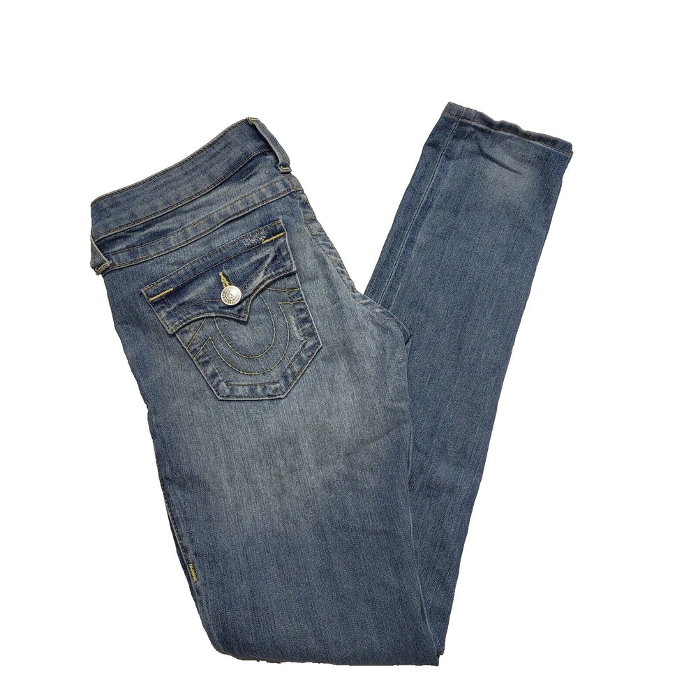 True Religion Blue Stretch Skinny Denim Jeans Uk Women's M 10 W27-30 L32 K734
