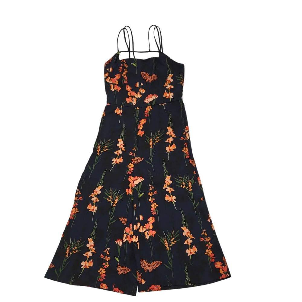 Next Delicate Nature Black Floral Summer 3/4 Jumpsuit Women's Uk L 12 Bnwt K909
