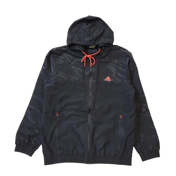Adidas Black Drawstring Zipped Hooded Sports Jacket Men's uk L H18