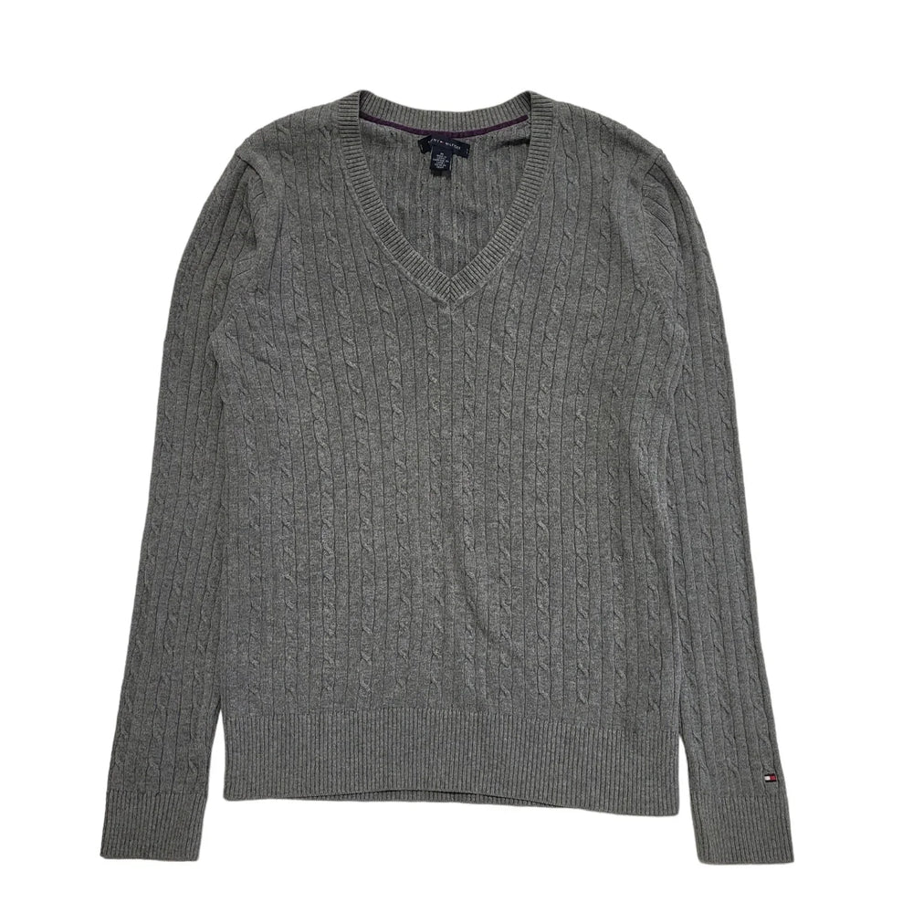 Tommy Hilfiger Grey V-Neck L/Sleeve Jumper Uk Women's M 10 K521