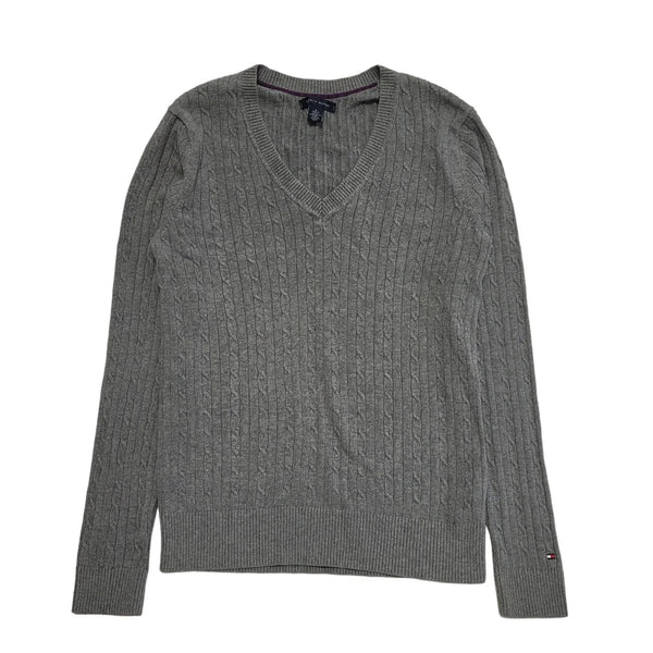 Tommy Hilfiger Grey V-Neck L/Sleeve Jumper Uk Women's M 10 K521