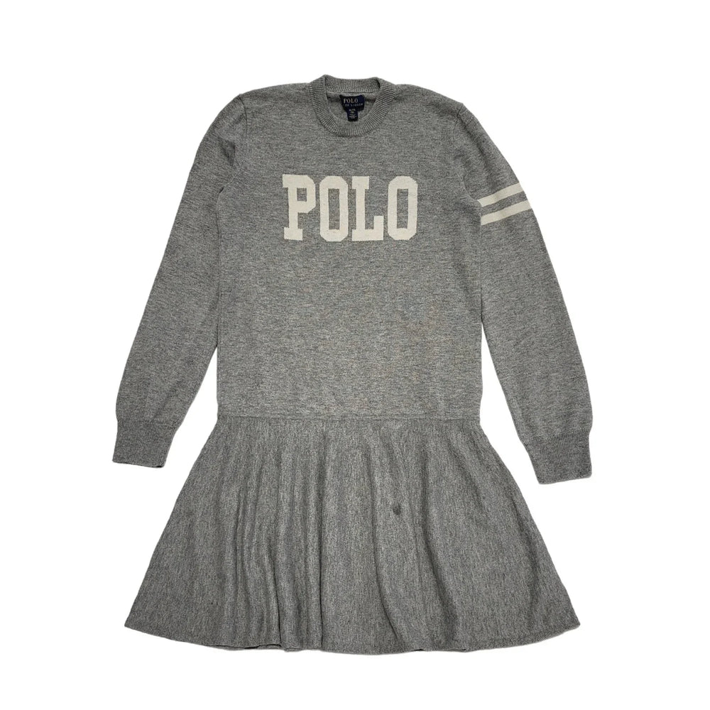 Polo Ralph Lauren Grey Sweatshirt Dress Uk Girl's Size XL DD294