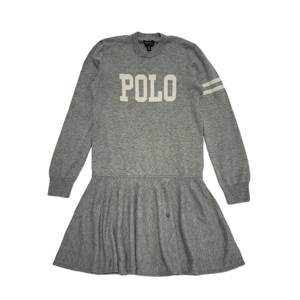 Polo Ralph Lauren Grey Sweatshirt Dress Uk Girl's Size XL DD294