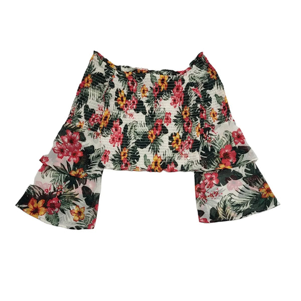 Guess White Floral Cropped Top UK Women's S 8 K517