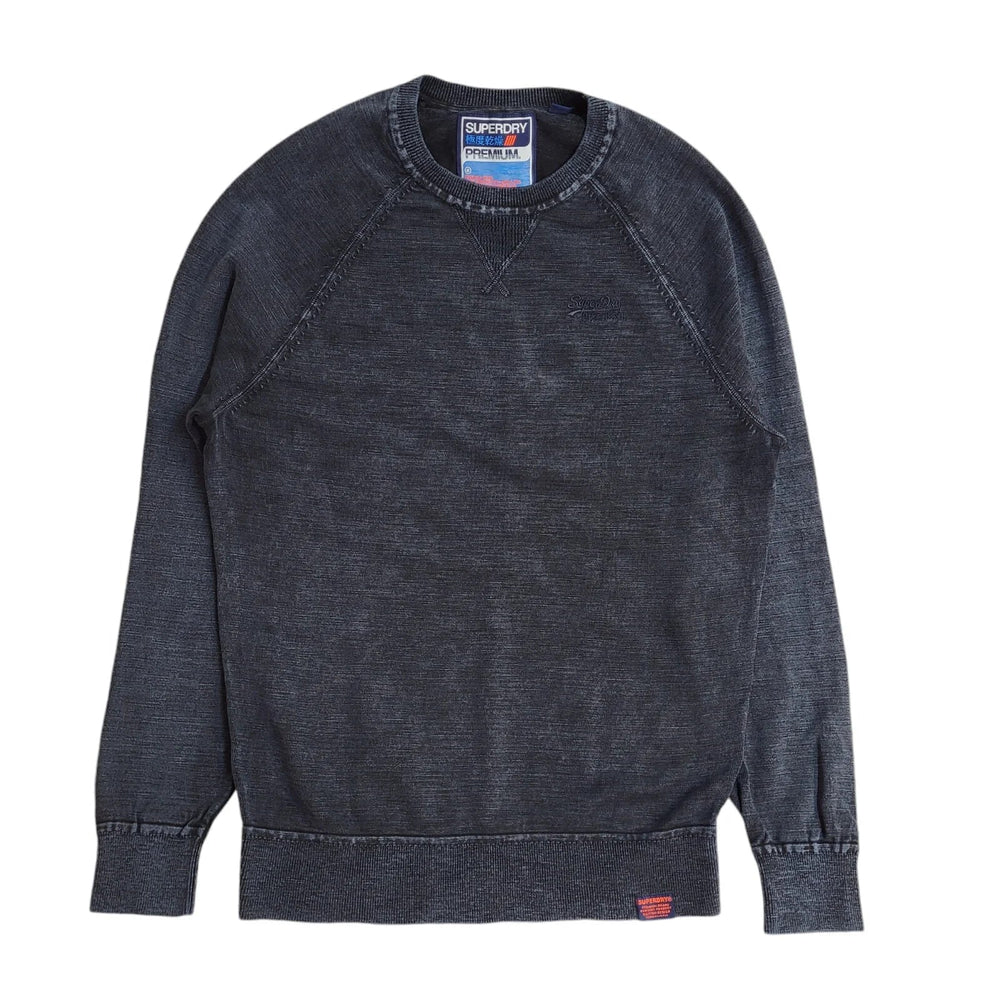 Superdry Navy Blue Long Sleeve Crew Neck Sweatshirt Uk Men's Size M EE386