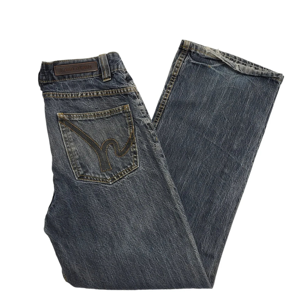 Kaka Denim Faded Blue Straight Leg Button Fly Denim Jeans Men's S W30 L30 H431