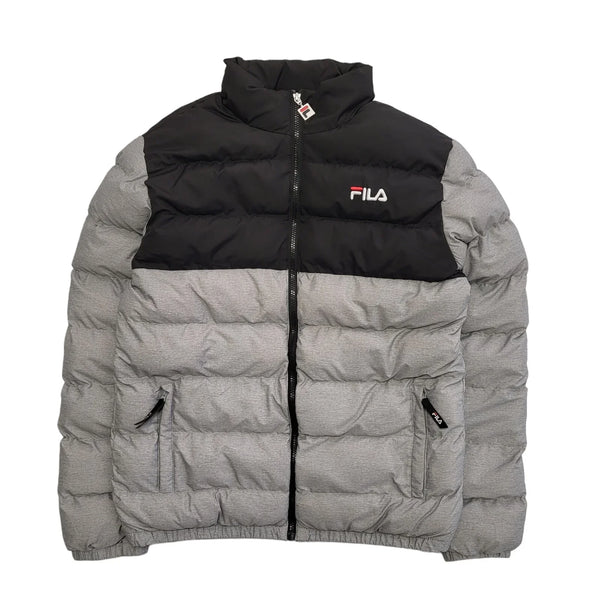 Fila Black Grey Zipped Quilted Puffer Jacket Uk Men's Medium BB709
