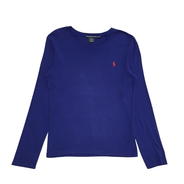 Ralph Lauren Sport Vintage Y2K Blue Long Sleeve T-Shirts Womens XL