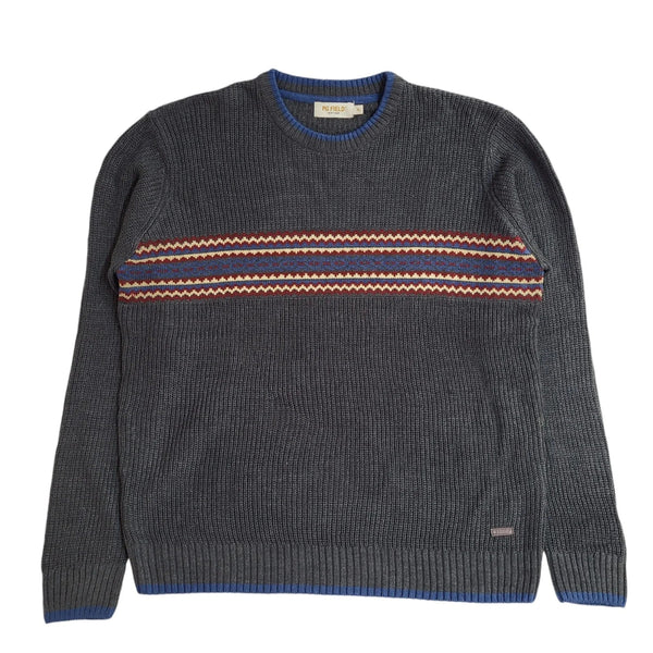 PG Field Grey Striped Round Neck Vintage 90's Jumper Men's UK XL