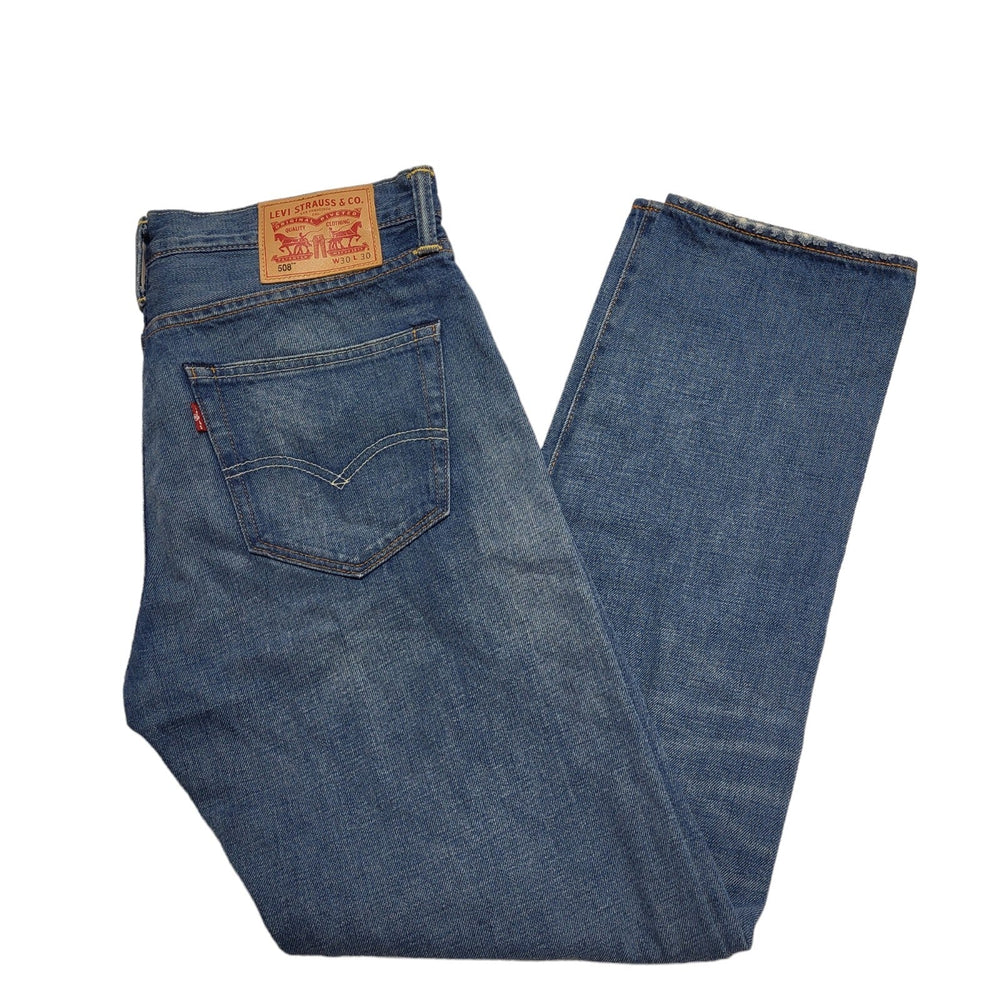 Levi's 508 Mid Blue Straight Leg Zip Fly Denim Jeans Men's S W30 L30 BB474
