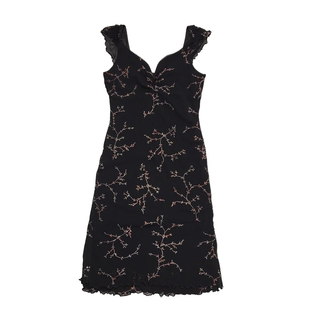 Pineapple Vintage 90s Black Glitter Knee Length Party Dress Womens UK Size M