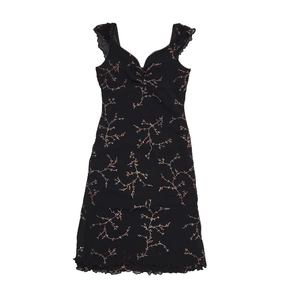 Pineapple Vintage 90s Black Glitter Knee Length Party Dress Womens UK Size M