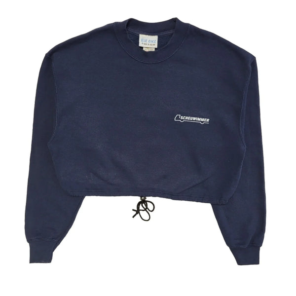 Fruit Of The Loom 90's Scheuwimmer Blue Cropped Sweatshirt Womens UK Size L