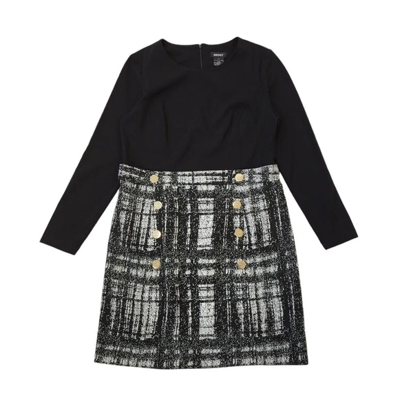 DKNY Black Long Sleeve Dress Uk Women's Size 14 Bnwt EE94