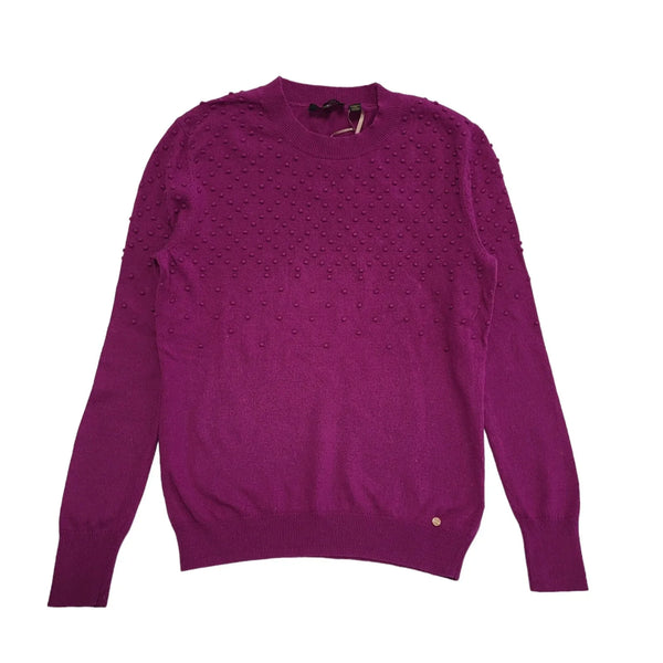 Ted Baker Purple Spotted Long Sleeve Round Neck Jumper Womens UK S CC865