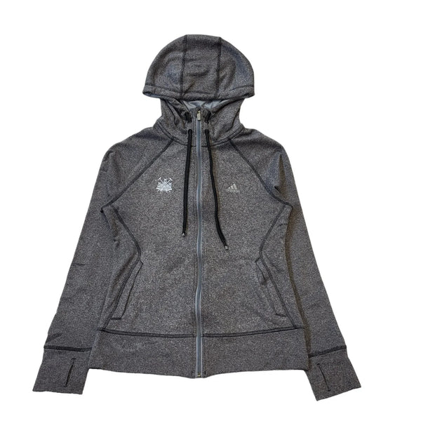 Adidas Grey Drawstring Zip L/Sleeve Sweatshirt Hoodie Women's uk S H511