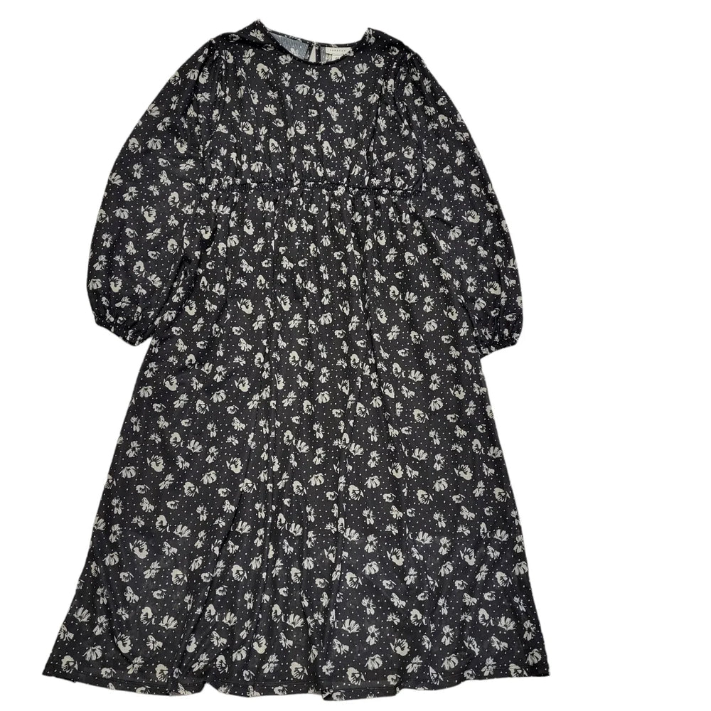 Topshop Black White Floral Balloon Sleeve Shift Dress Women's Size 16 Bnwt CC416