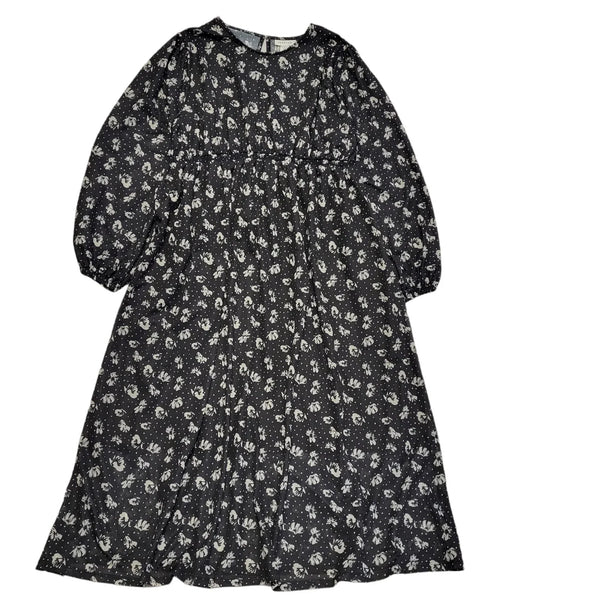 Topshop Black White Floral Balloon Sleeve Shift Dress Women's Size 16 Bnwt CC416